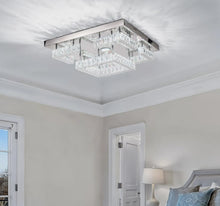 Load image into Gallery viewer, LED Ceiling Light Modern Luxury Crystal Rectangular Flush Mount Silver 55 cm Cool White