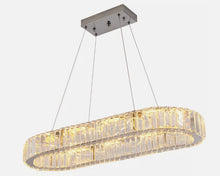 Load image into Gallery viewer, Chandelier Crystal Silver Oval LED Pendant Light Crystal 70cm 3 Color Lights