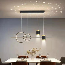 Load image into Gallery viewer, Black Gold Body Linear LED Chandelier Light Hanging Lamp Modern Pendant Lamp Height Adjustable