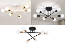Load image into Gallery viewer, Modern Chandelier 6 Lights Semi Flush Mount Chandelier E27(not included) Base Black/White