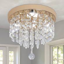 Load image into Gallery viewer, LED Crystal Ceiling Lights Gold Mini Chandelier Changeable Flush Mount 22x25cm