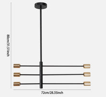 Load image into Gallery viewer, Adjustable Metal Ceiling Light Fixture E27 Black with Gold Accents (4/6/8 Lights) Chandelier