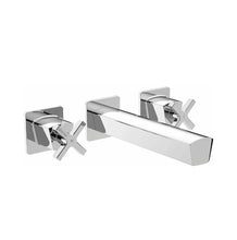 Load image into Gallery viewer, Wall Mounted Basin Mixer Tap Chrome Finish Crosshead Handles Solid Brass Body