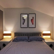 Load image into Gallery viewer, Wall Light Retro Wooden 3 Color Light E27 Wall Light Frosted Glass Wall Lantern Rectangle