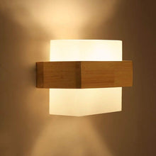 Load image into Gallery viewer, Wall Light Retro Wooden 3 Color Light E27 Wall Light Frosted Glass Wall Lantern Rectangle