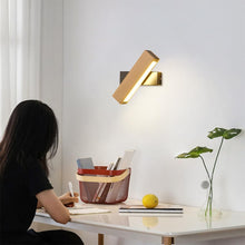 Load image into Gallery viewer, Wall Sconce LED Rotatable Wood Bedside Wall Mount Lamp Black/White Warm White