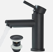 Load image into Gallery viewer, Basin Tap Matte Black Single Lever Bathroom Faucet Modern Basin Mixer with Waste
