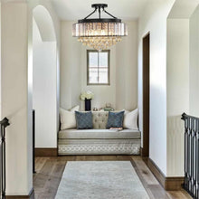 Load image into Gallery viewer, Crystal Chandelier Modern Ceiling Light Fixture Lamp Black Metal E14 Semi Flush Mount