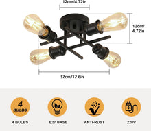 Load image into Gallery viewer, Modern Chandelier Sputnik Industrial 4 Lights E27 Metal Base Retro Black Ceiling Lamp