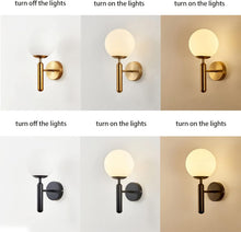 Load image into Gallery viewer, LED Wall Light Indoor Modern E27 Wall Sconce with Globe Glass Ball Black/Gold