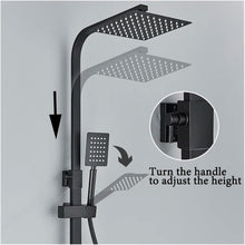 Load image into Gallery viewer, Adjustable Shower System with Overhead Rainfall Shower Head and Handheld Sprayer Modern Black Finish Surface-Mounted