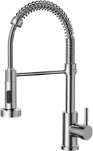 Load image into Gallery viewer, Kitchen Tap Brushed Nickel Sink Faucet Single Handle Single Hole Pull Down Mixer Tap
