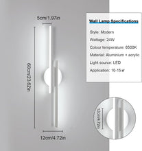 Load image into Gallery viewer, Modern Linear LED Wall Light 60cm Cool White 6500K Black/White