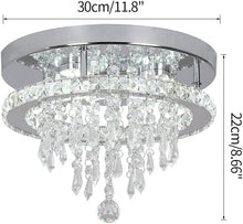 Load image into Gallery viewer, Ceiling Light Silver Modern Crystal Flush Mount Cool White/Warm White LED 30 x 22 cm