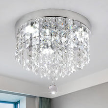 Load image into Gallery viewer, LED Crystal Ceiling Lights Mini Silver Chandelier Lamp Cool White 24x25cm