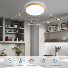Load image into Gallery viewer, LED Ceiling Light Cold White Flush Mount Ceiling Lamp 34cm Round Wood Effect