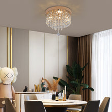 Load image into Gallery viewer, LED Crystal Ceiling Lights Gold Mini Chandelier Changeable Flush Mount 22x25cm