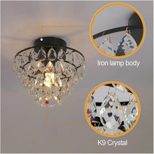 Load image into Gallery viewer, Crystal Ceiling Light Gold/Black Chandelier Pendant Lamp E27