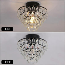 Load image into Gallery viewer, Crystal Ceiling Light Gold/Black Chandelier Pendant Lamp E27