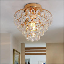 Load image into Gallery viewer, Crystal Ceiling Light Gold/Black Chandelier Pendant Lamp E27