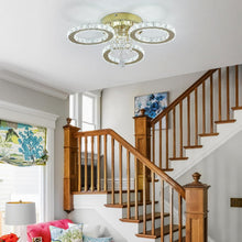 Load image into Gallery viewer, LED Gold Ceiling Light Fixture Crystal Chandelier Dimmable with Remote Control 44cm