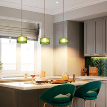 Load image into Gallery viewer, Pendant Light Vintage Green Glass Retro Chandelier Hanging Light Ceiling Lamp