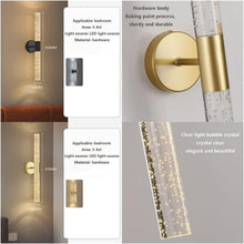Load image into Gallery viewer, LED Wall Sconce Crystal with Bubble Glass Wall Lamps Modern Indoor Crystal Black/Gold Warm White