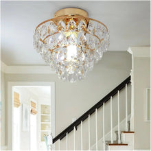 Load image into Gallery viewer, Crystal Ceiling Light Gold/Black Chandelier Pendant Lamp E27