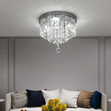Load image into Gallery viewer, LED Crystal Ceiling Lights Mini Silver Chandelier Lamp Cool White 24x25cm