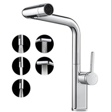 Load image into Gallery viewer, Kitchen Tap 5‑Mode Faucet Mixer Pull‑Out Spray 360 Swivel Brushed Nickel & Chrome