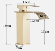 Load image into Gallery viewer, Basin Tap Black/Gold/Silver Modern Waterfall Bathroom Sink Faucet with Single Handle Bathroom Faucet