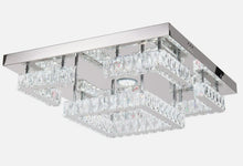 Load image into Gallery viewer, LED Ceiling Light Modern Luxury Crystal Rectangular Flush Mount Silver 55 cm Cool White