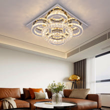 Load image into Gallery viewer, Crystal LED Ceiling Silver Lamp Modern Lighting Square Ceiling Light Changeable 40.5cm