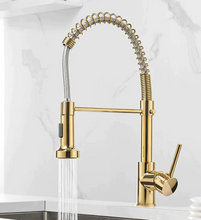 Load image into Gallery viewer, Kitchen Mixer Tap Pull Out Kitchen Faucet Gold Pull Down Kitchen Sink Faucet Luxury Hot & Cold Brass