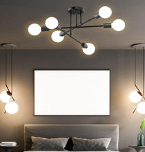 Load image into Gallery viewer, Modern Chandelier 6 Lights Semi Flush Mount Chandelier E27(not included) Base Black/White