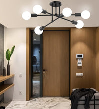 Load image into Gallery viewer, Modern Chandelier 6 Lights Semi Flush Mount Chandelier 6xE27(included) Base Black/White