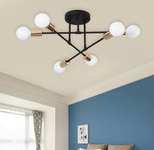 Load image into Gallery viewer, Modern Chandelier 6 Lights Semi Flush Mount Chandelier 6xE27(included) Base Black/White