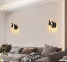 Load image into Gallery viewer, 2 Pack Industrial Wall Lights Indoor Black Wall Lamps E27 Metal Wall Sconces