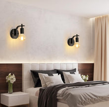 Load image into Gallery viewer, 2 Pack Industrial Wall Lights Indoor Black Wall Lamps E27 Metal Wall Sconces