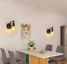 Load image into Gallery viewer, 2 Pack Industrial Wall Lights Indoor Black Wall Lamps E27 Metal Wall Sconces