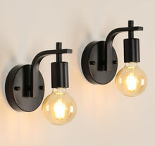 Load image into Gallery viewer, 2 Pack Industrial Wall Lights Indoor Black Wall Lamps E27 Metal Wall Sconces