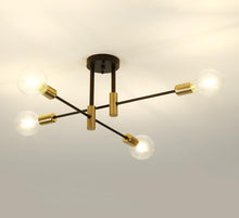 Load image into Gallery viewer, 4-Lights Sputnik Chandelier E27 Socket Pendant Light Fixture Black Gold Ceiling Light