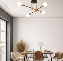 Load image into Gallery viewer, 4-Lights Sputnik Chandelier E27 Socket Pendant Light Fixture Black Gold Ceiling Light