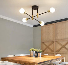 Load image into Gallery viewer, 4-Lights Sputnik Chandelier E27 Socket Pendant Light Fixture Black Gold Ceiling Light