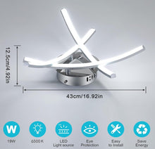 Load image into Gallery viewer, Modern LED Ceiling Light, 19W Curved Design Ceiling Lights Cool Light Metal Semi Flush Mount Silver