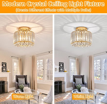 Load image into Gallery viewer, Ceiling Light Chandelier Crystals Light Flush Mount Gold E26