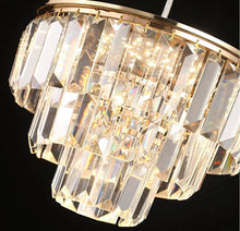 Load image into Gallery viewer, Modern Pendant Light Gold Crystal LED Chandelier 3 Color Lights