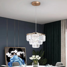 Load image into Gallery viewer, Modern Pendant Light Gold Crystal LED Chandelier 3 Color Lights