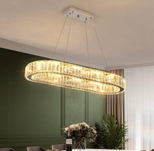 Load image into Gallery viewer, Chandelier Crystal Silver Oval LED Pendant Light Crystal 70cm 3 Color Lights