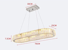 Load image into Gallery viewer, Chandelier Crystal Silver Oval LED Pendant Light Crystal 70cm 3 Color Lights